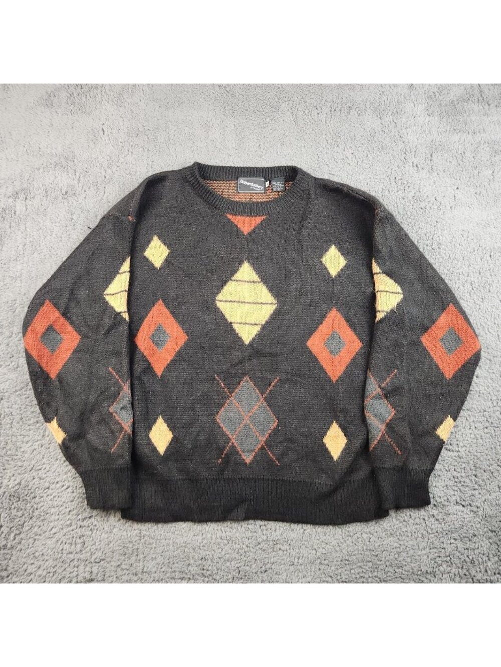 Vintage Grandpa Sweater Men's Medium Acrylic Knit Geometric Abstract 90's Grunge